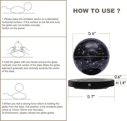 Experience the Magic of the Levitating Globe: A Stunning Magnetic Floating Night Light with LED Constellation Display - Perfect for Home, Office, or as a Unique Gift!