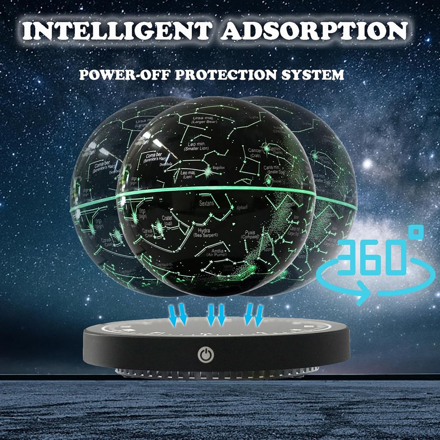 Experience the Magic of the Levitating Globe: A Stunning Magnetic Floating Night Light with LED Constellation Display - Perfect for Home, Office, or as a Unique Gift!
