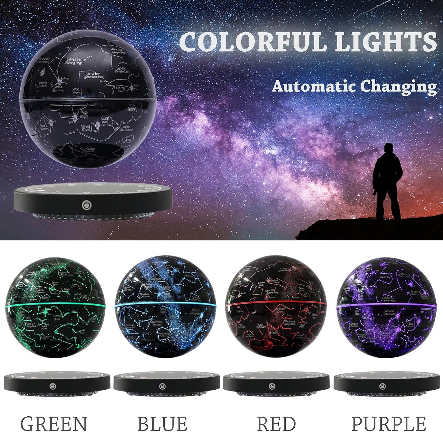 Experience the Magic of the Levitating Globe: A Stunning Magnetic Floating Night Light with LED Constellation Display - Perfect for Home, Office, or as a Unique Gift!