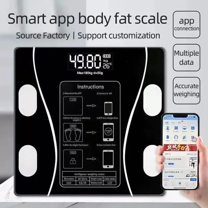Body Fat Scale Smart Wireless Digital Bathroom Scale Bluetooth App
