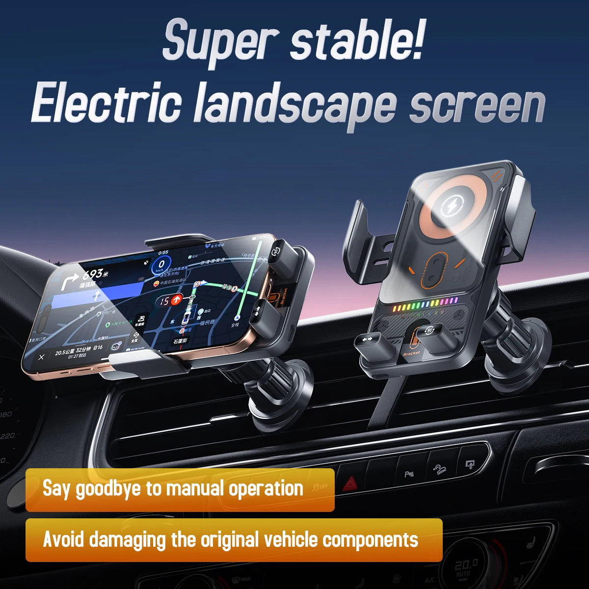 Car Magnetic Wireless Charger Dashboard Stand Fast Charging